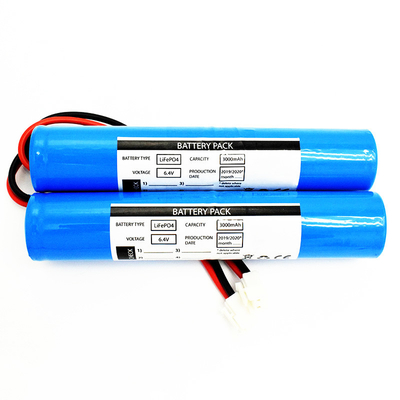 LiFePO4 배터리 팩 2x26650 3000mAh 6.4V 스틱 타입 (연결기 JST VH-2P, UL1015 18#, 전선의 길이는 150mm)