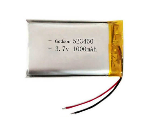 비상 조명을 위한 18g 3.7 볼트 1000mAh 배터리 리튬 폴리머 배터리 523450
