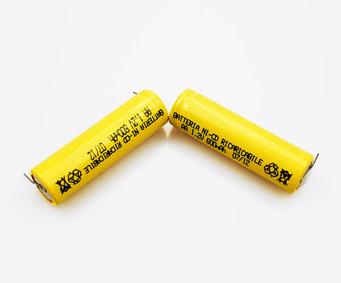 16.6g 1.2 Ｖ Ni Cd 배터리 재충전이 가능한 노란 PVC AA600mAh